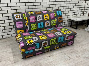 Диван Аккордеон 1200 без подлокотников принт квадрат